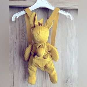 Zara Kids Backpack Yellow Plaid Kangaroo With Baby Joey In Pouch